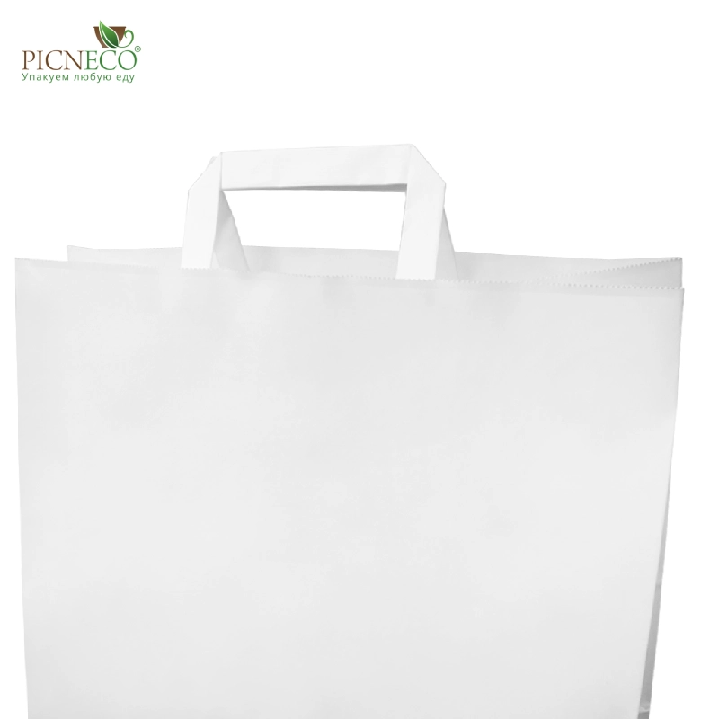 товар Бумажный крафт пакет с плоскими ручками, белый, 350*150*450 мм BPP035